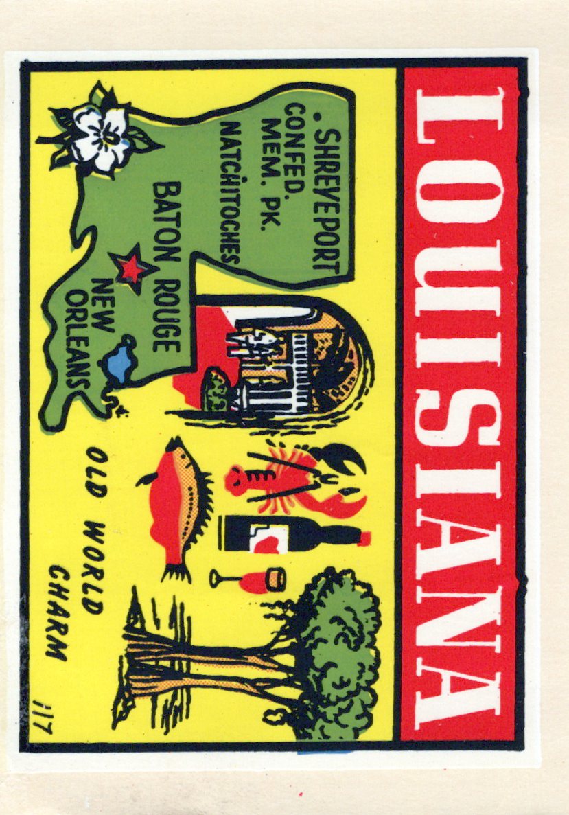 (image for) Louisiana (5) Old World Charm Type II Vintage Vacation Stickers